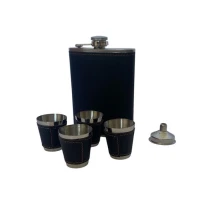 Набор фляга, 4 стаканчика, лейка, цвет черный SET-F8-BLACK — фото 2