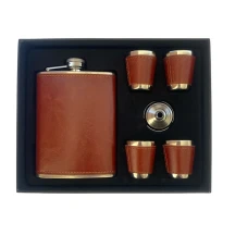 Набір фляга, 4 стаканчики, лійка, колір коричневий SET-F8-BROWN