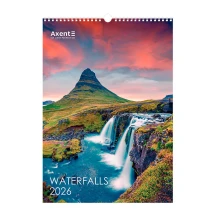 Календарь настенный Axent 2026 год А3 Waterfalls 8804-26-2-A