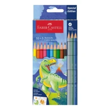 Карандаши цветные Faber-Castell 10 цветов + 3 цвета Metallic "Dino", картон 111213