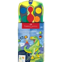 Акварельна фарба Faber-Castell Connector Dinosaur суха, 12 кольорів, в пластиковій коробці 125036