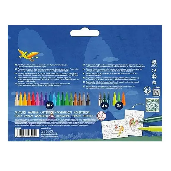 Фломастери Faber-Castell "Dinosaur" 18+6 кольорів , картонна упаковка 554222 — фото 3