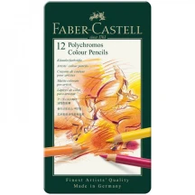 Карандаши цветные Faber-Castell Polychromos 12 цветов, металлическая коробка 110012
