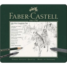 Набір для малювання Faber-Castell Графіт Pitt 19 предметів, металева коробка 112973
