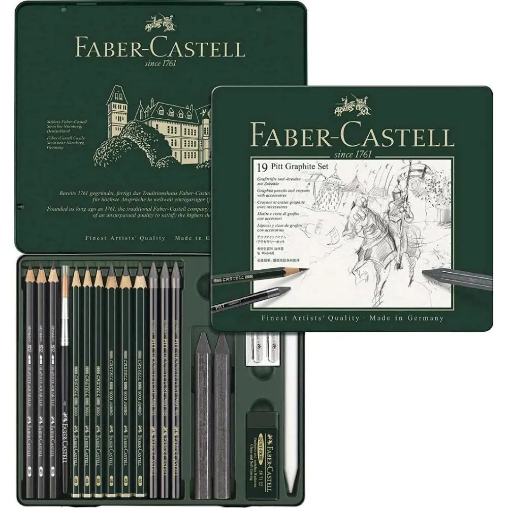 Набір для малювання Faber-Castell Графіт Pitt 19 предметів, металева коробка 112973 — фото 2