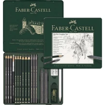 Набір для малювання Faber-Castell Графіт Pitt 19 предметів, металева коробка 112973 — фото 2