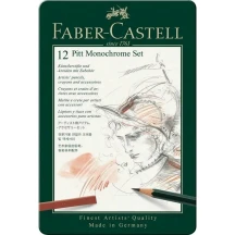 Набір для малювання Faber-Castell Pitt Monochrome 12 предметів, металева коробка 112975 — фото 2