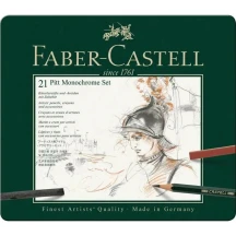 Набір для малювання Faber-Castell Pitt Monochrome 21 предмет, металева коробка 112976 — фото 2