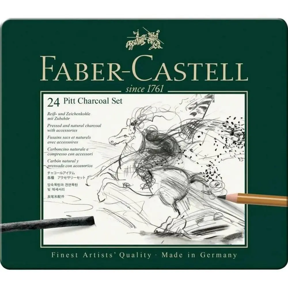 Набір вугілля Faber-Castell Pitt 24 предмети, металева коробка 112978 — фото 2