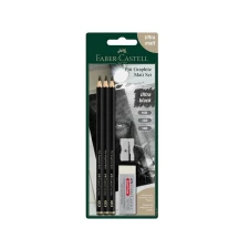 Набор Faber-Castell Pitt Graphite Matt карандаши 3 штуки + резинка + точилка, в блистере 115297