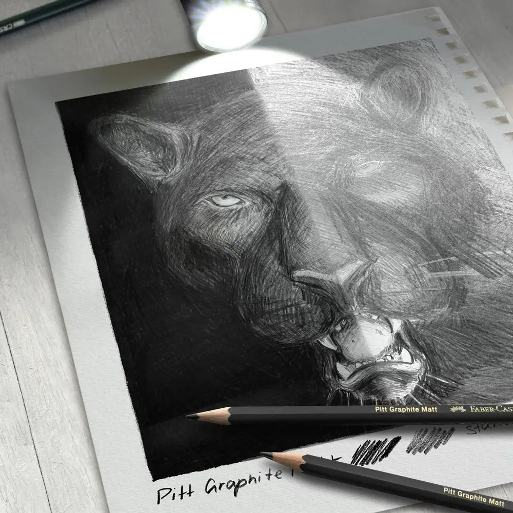 Набір Faber-Castell Pitt Graphite Matt олівці 3 штуки + гумка + точилка, в блістері 115297 — фото 2