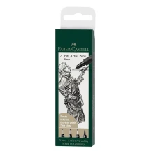 Ручка капілярна Faber-Castell Pitt Artist Pens, набір 4 штуки, колір чорний 167100