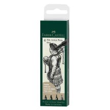 Ручка капілярна Faber-Castell Pitt Artist Pens, набір 4 штуки, колір чорний 167153