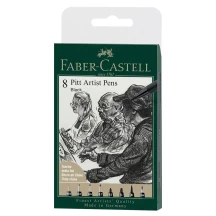 Ручка капілярна Faber-Castell Pitt Artist Pens, набір 8 штук, колір чорний 167158