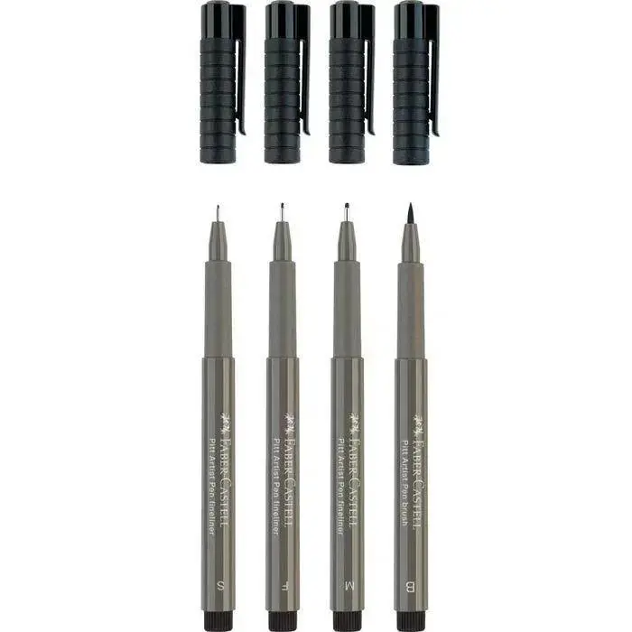Ручка капілярна Faber-Castell Pitt Artist Pens, набір 4 штуки Warm grey IV 167169 — фото 3