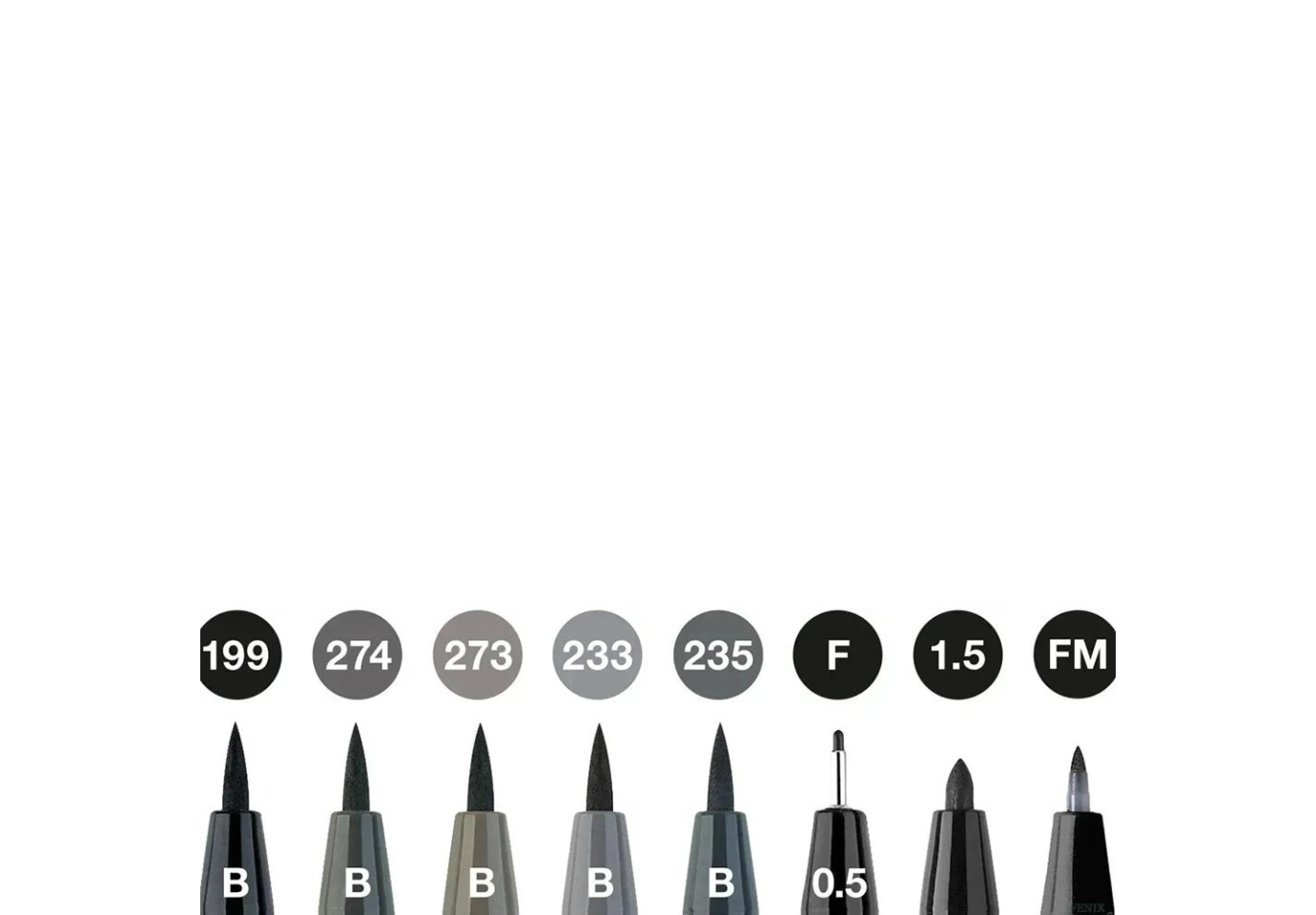 Ручка капилярная Faber-Castell Pitt Artist Pens, набор 8 штук Grey&Black 167171