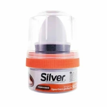 Крем блеск SILVER 50 мл для обуви, цвет коричневый, пластиковая упаковка + губка 38926