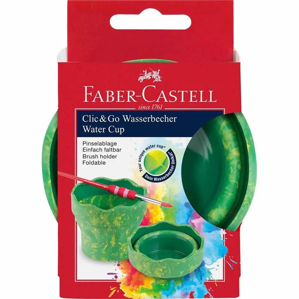 Стакан Faber-Castell складаний для води для малювання, пластик/гума, зелений мармур 181528 — фото 2