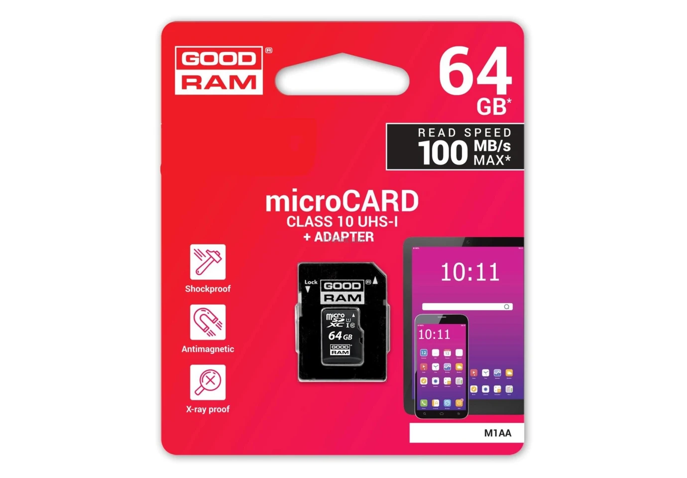 Карта пам'яті GoodRam 64Gb Micro SDXC Class 10 UHS I + адаптер M1AA-0640R12