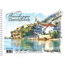 Альбом для акварелі А3 20 аркушів Kraft Color 200 г/м2, спіраль АК3620