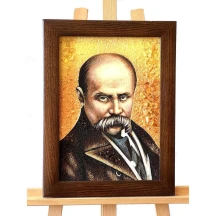 Картина із янтарем Гранд Презент Тарас Шевченко в рамі 30 х 40 см Г-48