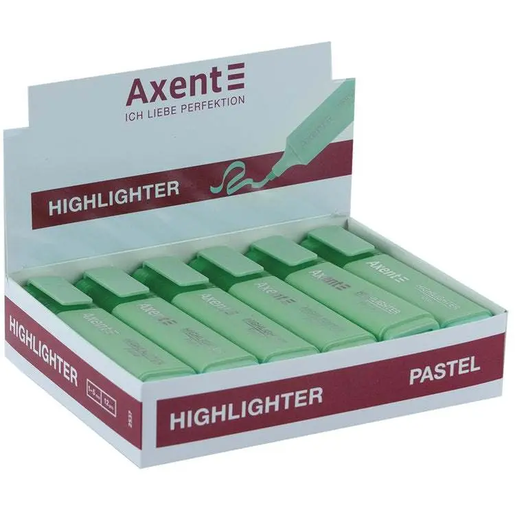Текстовыделитель Axent Highlighter, 1-5 мм, клиноподобный, пастель, мятный 2537-18-A — фото 2
