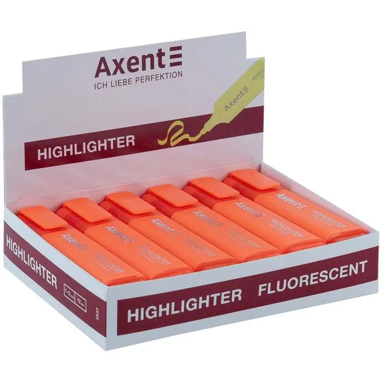 Текстовыделитель Axent Highlighter, 1-5 мм, клиноподобный, пастель, апельсиновый 2537-12-A — фото 2