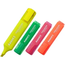 Текстовыделитель Axent Highlighter, 1-5 мм, клиноподобный, набор 4 штуки, неон 2537-40-A