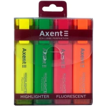 Маркер текстовий Axent Highlighter, 1-5 мм, кліноподібний, набір 4 штуки, неон 2537-40-A — фото 2