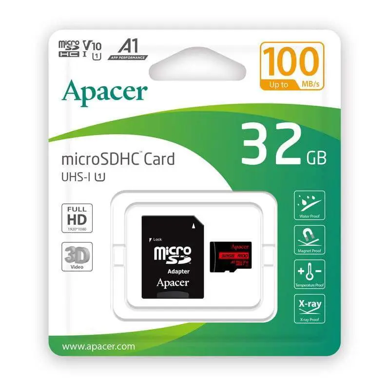 Карта пам'яті Apacer 32Gb SDHC Class 10 UHS 100MB/s + адаптер AP32GMCSH10UB-R — фото 2