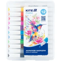 Маркеры акриловые Jumbo, набор 12 штук Kite Creative K-1290
