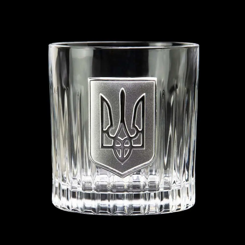 Набір стаканів для віскі Boss Crystal "Тризуб" (6 шт) кришталь, оздоблення срібло GPB6TRY2XS — фото 2