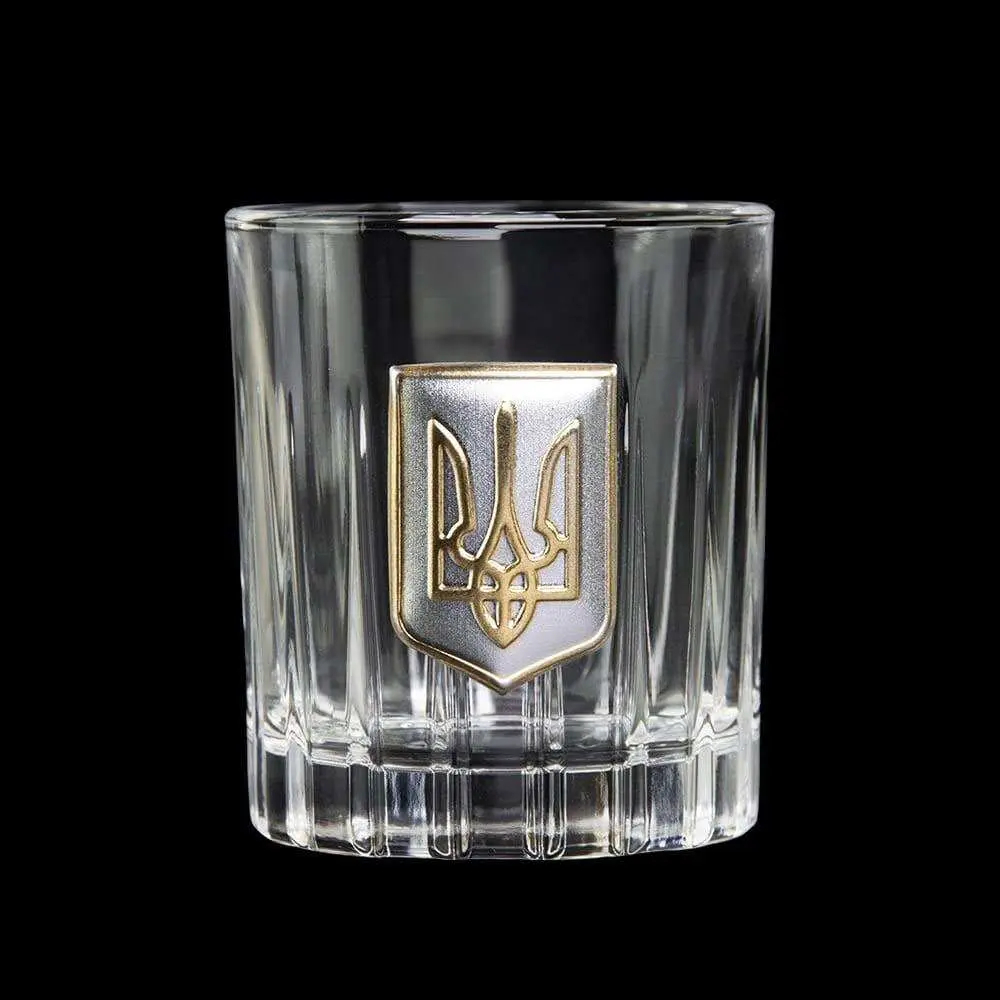Набір горілчаний Boss Crystal "Тризуб" (графін та 6 чарок) оздоблення срібло, золото GPB77TRY2XG — фото 3