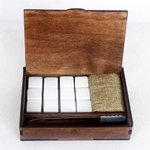 Подарочный набор камней SoapStone-White-12 шт, 20 х 20 мм, для охлаждения виски