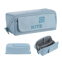 Пенал Kite без наповнення 1 відділення, на блискавці, з кишенями, сіро-блакитний K26-2702-2