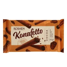 Вафельні трубочки Konafetto cocoa з начинкою крем-какао 140 г Рошен