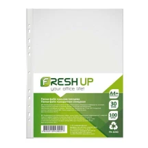Файл А4+ прозорий, 100 мкм, гляноовий, перфорація на 11 отворів, 20 штук Fresh Up FR-20100