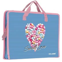 Папка об'ємна "Sweet Love" на блискавці, 350 х 255 х 45 мм, PP 600 мкн, з ручками Class 5631-26C