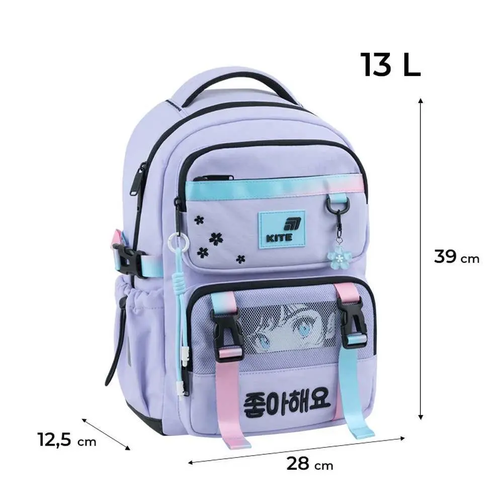 Рюкзак1 відділення, 39 х 28 х 12,5 см, Education Sakura поліестер, бузковий Kite K26-1022M-1 — фото 2