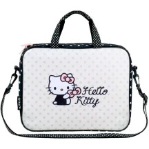 Шкільна текстильна сумка А4 "Hello Kitty" поліестер, біло-чорна з малюнком Kite K26-589-2