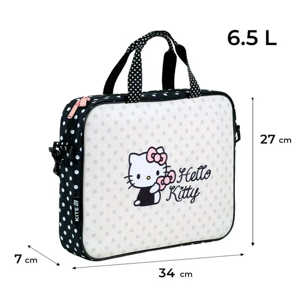 Шкільна текстильна сумка А4 "Hello Kitty" поліестер, біло-чорна з малюнком Kite K26-589-2 — фото 2