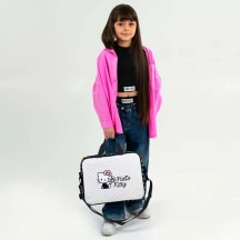Шкільна текстильна сумка А4 "Hello Kitty" поліестер, біло-чорна з малюнком Kite K26-589-2 — фото 4