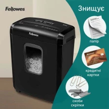 Уничтожитель бумаги 6М, 6 листов, фрагменты 4 х 12 мм, корзина 13 л Fellowes f.U4631101 — фото 2