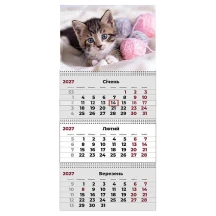Календар на 2027 рік настінний квартальний "Cats 1",  Axent 8803-27-7-A
