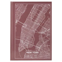 Книга записна Axent А4 "Maps New York", 96 аркушів, клітинка, рожево-коричнева 8422-543-A