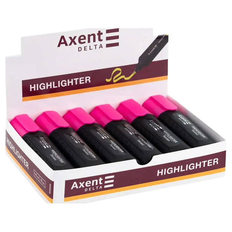 Маркер текстовий рожевий Axent Highlighter Standart 1 - 5 мм, кліноподібний D2505-10 — фото 2